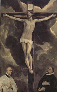 El Greco Christ on the Cross Adored by Two Donors (mk05) Spain oil painting art